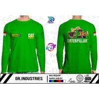 เครื่องเครื่องมือโลหะหนักเสื้อยืดสำหรับทำเหมืองแบบผสมผสาน DB แขนยาว Kaos Baju Caterpillar Alat Berat Machine Mining รวมความยาว DB Lengan Panjang