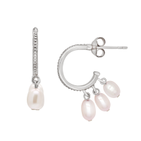 A.CEMI Triple Party Pearl Earring มุกแท้ ต่างหูมุกแท้ ต่างหูเงินแท้ ชุบทอง 18K โรสโกลว์