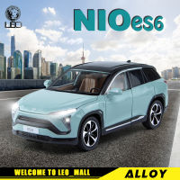 LEO 1:24 Nio ES6 SUV โลหะ D Iecast ล้อแม็กของเล่นรถยนต์รุ่นรถบรรทุกสำหรับเด็กผู้ชายเด็กเด็กใหม่พลังงานยานพาหนะงานอดิเรกและของสะสม