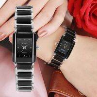 ZZOOI CHENXI Brand Lady Watch Elegant Black Ceramics Simple Minimalism Small Narrow Quartz Casual Women Clock Rhinestone Wristwatch