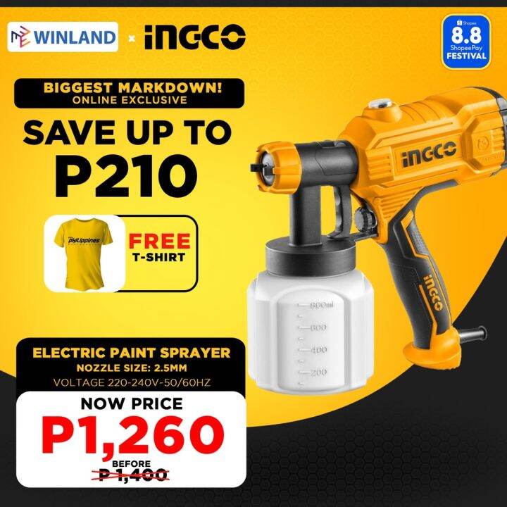 INGCO Original HVLP Electric Paint Zoom Spray Gun Sprayer Disinfectant