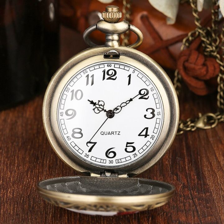 นาฬิกาควอทซ์มังกรและฟีนิกซ์โบราณมีช่องใส่จี้สร้อยคอเป็นของขวัญสำหรับผู้หญิงผู้ชายนาฬิกามีสายโซ่