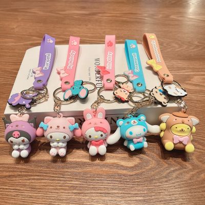 ✌▣✴ Sanrio Hello Kitty Keychain Cute Cartoon Melody Kuromi Cinnamoroll Doll Pendant Decoration Keyring Jewelry Girl Child Gifts Toy