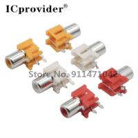 10PCS/LOT AV-8.4-5 2x Holes 2P/3P RCA Sockets 90Degree Audio Video Connecctors Jacks Yellow White Red