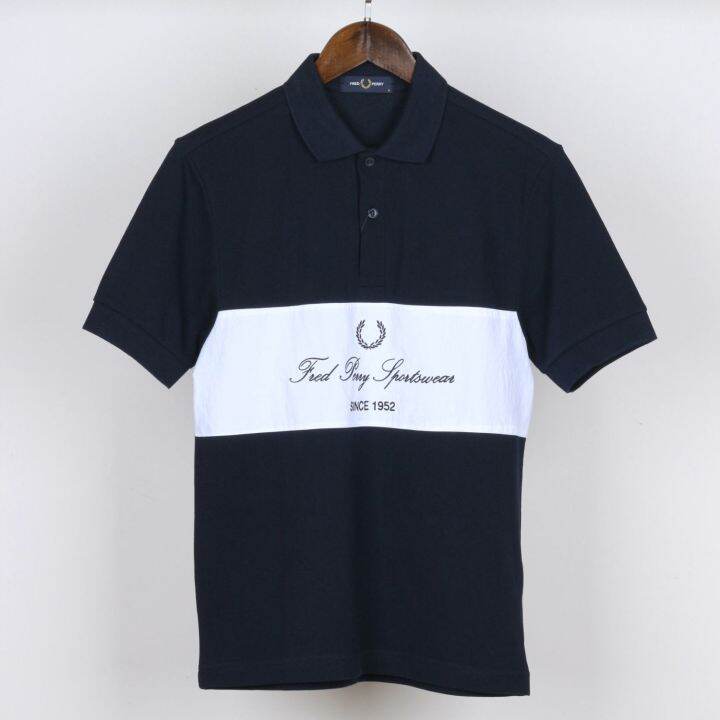 fred-perry-ชุดเดรสทางการสไตล์อังกฤษสำหรับผู้ชาย-ชุดเดรสแขนสั้นปลายสูงมีเสื้อโปโลผลิตจากโรงงานของแท้จากโรงงาน-fred-perry-หูข้าวสาลี-fp-ผ้าฝ้ายบริสุทธิ์