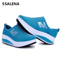 Women Breathable Slim Wedges Sneakers Toning Shoes Women Platform Cushion Swing Shoes Height Increasing Non Slip Shoes