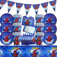 Cartoon Super Hero Spiderman Tablecloth Kid Favor Birthday Pack Event Party Cups Plates Baby Shower Disposable Tableware Sets