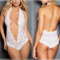 COD DSFGERTERYII One Piece Deep V-neck Lace Thin Mesh Hollow Hole Bodysuit Nightdress