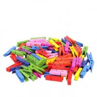 50Pcs Colored Wooden Craft Small Clips For Photos Pictures Pins Wood Clothing Decorative Clips Pins Tacks