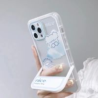 Soft Bear Case Compatible for IPhone 11 Pro Max 12 13 8 7 Plus XS X XR 6 6S Bracket Shockproof Protection Camera Phone Cover Cell Clear Precticer Casing