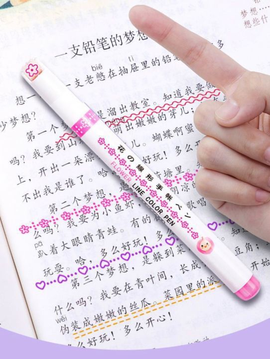 ปากกามาร์เกอร์-ปากกาไฮไลต์กรอบข้อความ-ปากกาแต่งข้อความ-เซต6แท่ง-6ลาย-6-สี
