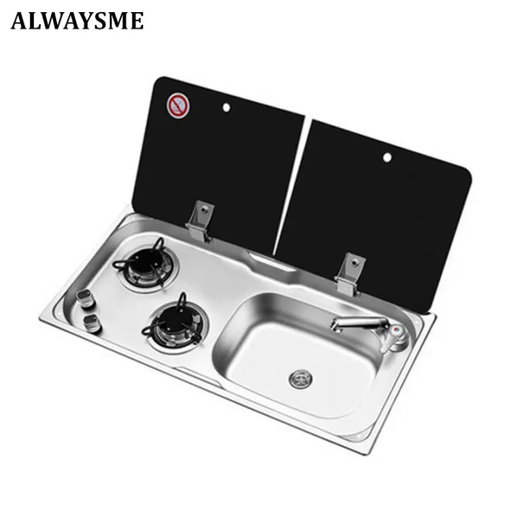 ALWAYSME Kitchen Gas Propane 2 Burner Cooktop Stove With Sink ,Faucet