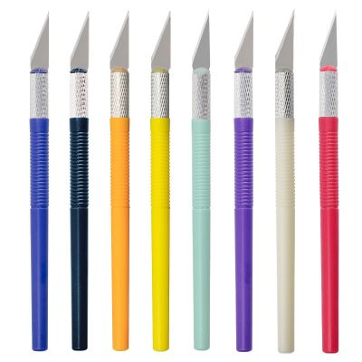 【YF】 1Set Non-Slip Engraving Cutter With 6pcs Blade Carving Sculpture Cake Craft Multi-Color Pastry Tools Scalpel Utility