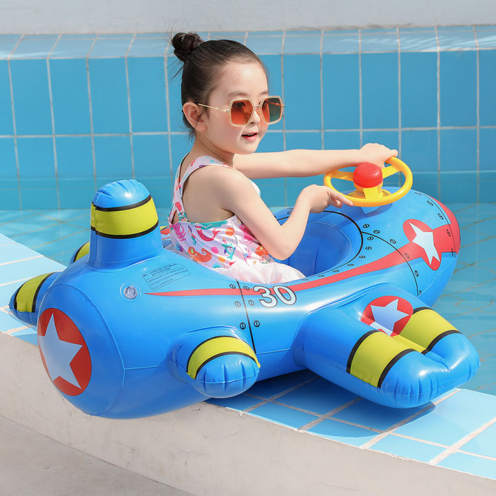rooxin-airplane-infant-float-pool-swimming-ring-inflatable-circle-baby-seat-with-steering-wheel-summer-beach-party-pool-toys