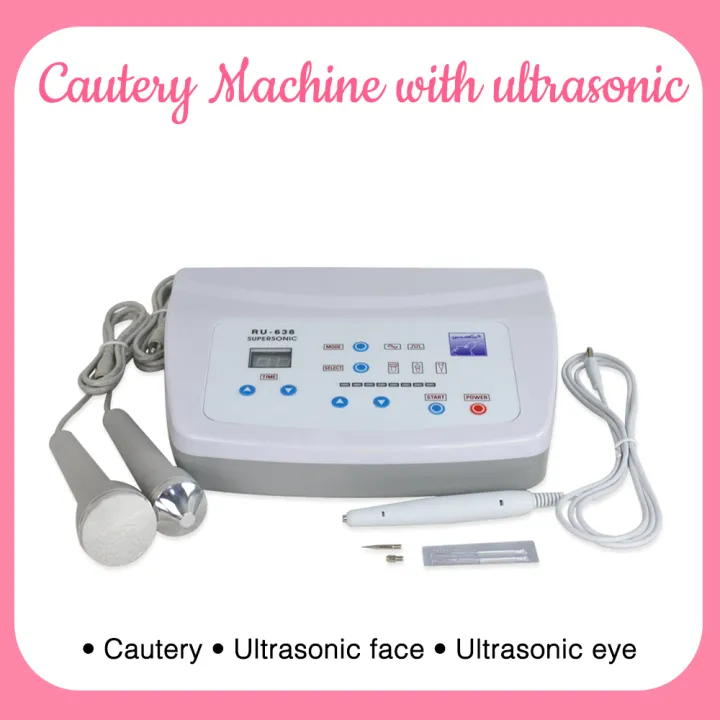 Cautery machine for warts and skintag removal with ultrasonic face and eyebag reducer galvanic