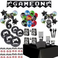 Black Gamepad Game On Theme Party Decor Disposable Tableware Cup plate Tablecloth Balloon Gamepad Boys Birthday Party Supplies