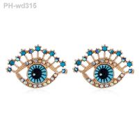 Delicate Beautiful large blue Eye Earrings Inlaid zircon Rhinestone Eye Ear Studs New Fashion Women 39;s Aretes Jewelry Brincos