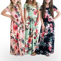 Summer Girls Long Dress Casual Beach Party Bohemia Maxi Dress with Pocket Casual Sundress Outfits Beachwear For Children  by Hs2023