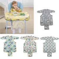 Newborn Long Sleeve Bib Coverall with Table Cloth Cover Baby Dining Chair Gown Waterproof Saliva Towel Burp Apron Food Feeding