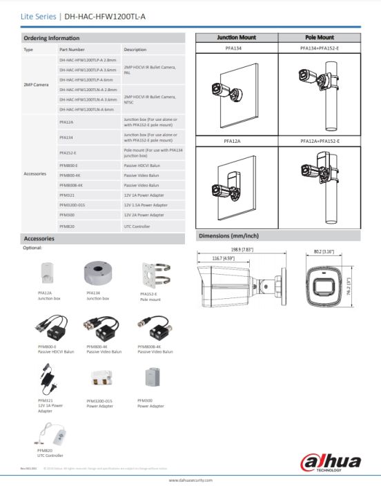 dahua-กล้องวงจรปิด-ir-bullet-camera-2mp-เลนส์-3-6mm-รุ่น-hfw1200tl-a-มีไมค์ในตัว-บันทึกภาพและเสียง