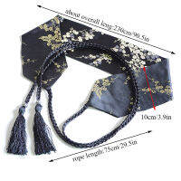 ญี่ปุ่น R พู่ Kimono เข็มขัดผู้หญิงรัดตัวกว้าง Cummerbunds แฟชั่นดอกไม้พิมพ์ Yukata Sash Tie สไตล์ชาติพันธุ์ชุดเข็มขัด