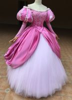 Top Quality Princess Cosplay Costume Ariel Pink Dress Long Sleeve With Pearl Lace UP Dress For Adult Women Halloween Party