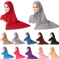 Women Jersey Long Scarf Rhinestones Headscarf Islamic Muslim Hijab Shawl Arab Rectangular Headwrap Headwear Lady Wear 160*50cm