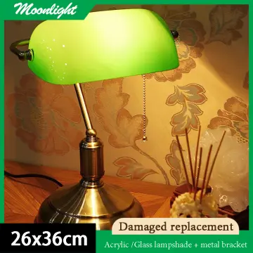 Classical Vintage Simple Banker E27 Table Lamp with Switch Green Glass  Lampshade Retro Desk Light for Bedroom Night Lamp Study