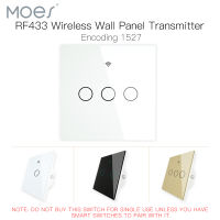 MOES RF433 MHz Wireless Wall Glass Panel Transmitter Switch Remote Controller Work with WiFi Smart Control Sticky Switch Receiver