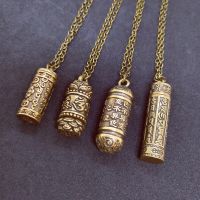 Mini Brass Spoon Jar Accessories Pendants Locket Sanskrit Mantra Embossed Necklace Urn necklace Charm Memorial Jewelry Fashion Chain Necklaces