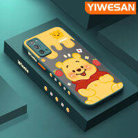 YIWESAN เคสปลอกสำหรับ Samsung Galaxy Note 20 Note 20เคสช้อนส้อมมีดหมีพูห์ลายการ์ตูนวินนี่เคสขอบสี่เหลี่ยมซิลิโคนนิ่มกันกระแทกแบบเคสป้องกันกล้องฝาปิดเลนส์เต็มรูปแบบ