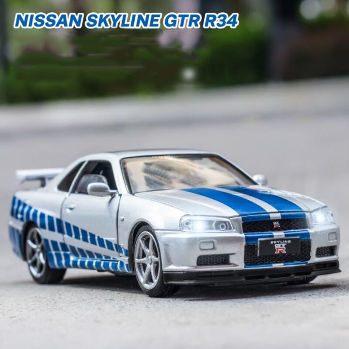 1-32-nissan-skyline-ares-gtr-r34-r35โมเดลรถของเล่นโลหะจำลองรถดึงกลับของเล่นเด็ก