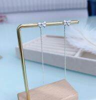 goodgift_station-Small Bow line earrings s925 silver  ต่างหูเจาะแบบร้อยโซ่รูปโบว์เล็ก ๆ