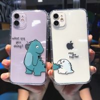 {OLI STUDIO} เคสโทรศัพท์เป็นคู่การ์ตูนสัตว์ไดโนเสาร์น่ารักสำหรับ iPhone 14 Pro Max 13 12 11 X XS XR 7 8 Plus นิ่มโปร่งใสฝาครอบกันกระแทก