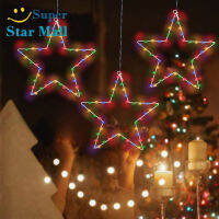 Supermall 3Pcs 45led แขวน Twinkle Star Lights 8โหมด Pentagram Shape โคมไฟตกแต่งงานรื่นเริงพร้อมรีโมทคอนโทรล