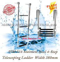 บันได แตนเลส สำหรับ เรือ AISI 316 Stainless Steel Marine 4 Step Telescopic Marine Drop Boat Ladder with Handle Swim Step I/B-O/B Swim Ladder