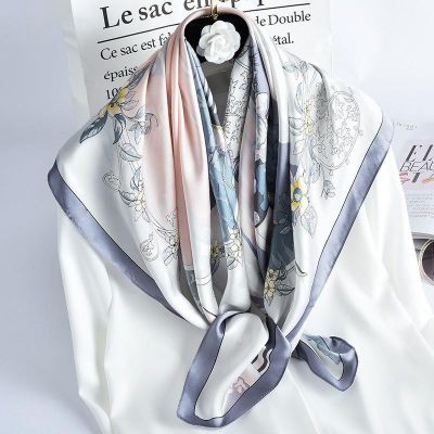 Silk Genuine Scarf Women All-Match Spring Autumn Thin Style 100 Mulberry Large Square 90cm High-End