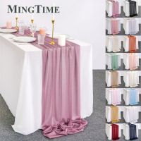 【cw】 Sheer Chiffon Luxury Solid Colorful Table Runner Blue Rustic Boho Wedding Party Bridal Shower Birthday Home Christmas Decoration ！