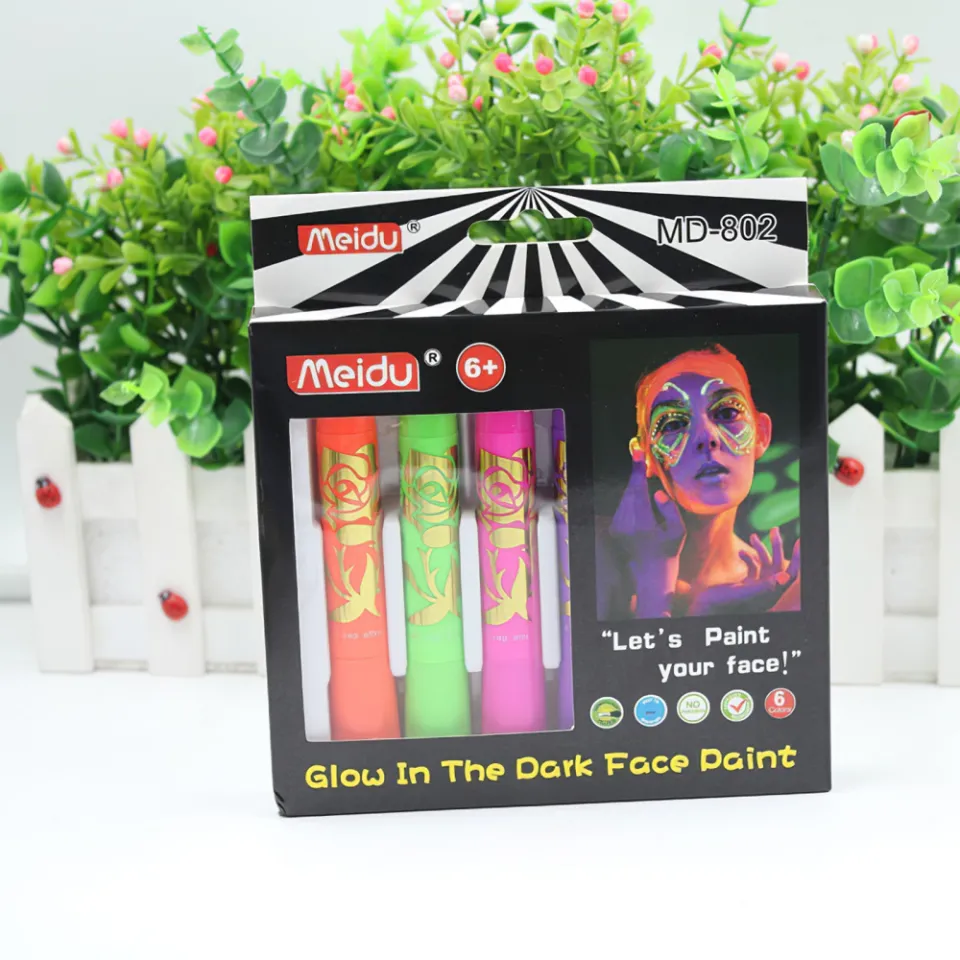 6pcs Creative Cool Halloween Glow In The Dark Face Black Light