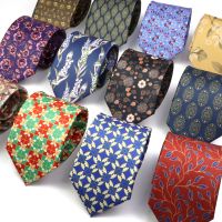 ✜◕¤ Vintage Floral Print Polyester Necktie Soft Skin Friendly Tie Casual 7cm/8cm Jacquard Cravat Wedding Party Daily Wear Mela Gift