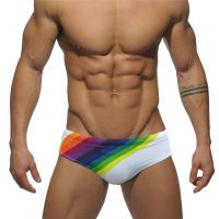 Gay Sexy Underwear Men Underwear Bikini Briefs Rainbow Soft Mens Briefs Shorts Mens Panties with/Without Sponge Pad