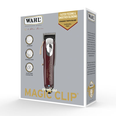 ปัตตาเลี่ยน ไร้สาย WAHL CORDLESS MAGIC CLIP 5 STAR (สีแดงทอง) (พร้อมใช้งาน) ใช้มอเตอร์รุ่น V5500 ทำให้ตัดต่อเนื่องได้นาน เครื่องร้อนช้า ปรับฟันได้ แท้ 100%