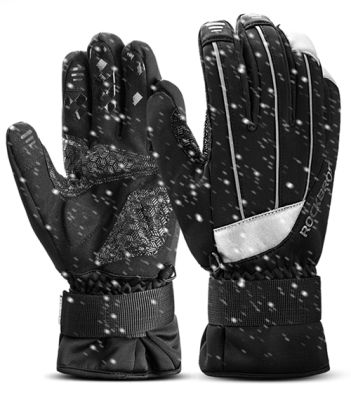 ROCKBROS Cycling Winter Waterproof Touch Screen Bike Gloves Anti-slip Warm Fleece Reflective Bicycle Gloves For Skiing Snowboard