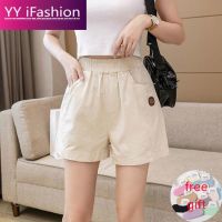 YY iFshion Shorts female 2021 summer wash cotton loose show thin joker elastic waist high waist leisure hot pants 5 minutes of pants and Seller Socks✓﹍☍