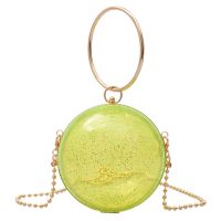 Fashionable Transparent Lacquered Chain Shoulder Messenger Small Round Bag Female Wild Ring Handbag