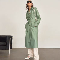 High Street PU Leather Long Trench Coat Autumn Winter Single Breasted Long Sleeve Belt Coat 2021 Fashion Oversized Windbreakers