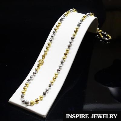 Inspire Jewelry สร้อยคอ 2กษัติรย์ ยาว 24 นิ้ว งานแบบร้านทอง ชุบเศษทองคำแท้ และเงินแท้ ทำซาติน และตัดลายวิ้งๆ  สลับกันไป งานสวย ปราณีต