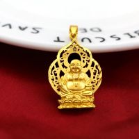ZZOOI Retro 18K Yellow Gold Plated Maitreya Buddha Pendant for Women Men Gold Pendant Necklaces Wedding Birthday Gold Jewelry Gifts