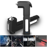 4 in 1 Car Emergency Safety Escape Tool Car Hammer Safety Window Breaker and Seat Belt Cutter DuaL LED Light Magnetic for Repair