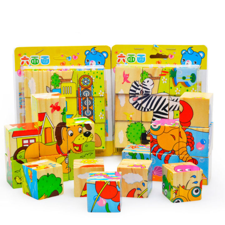 1-set-children-wooden-cartoon-animal-puzzle-toys-6-sides-wisdom-jigsaw-early-education-toys-parent-child-game-free-shipping-wyw